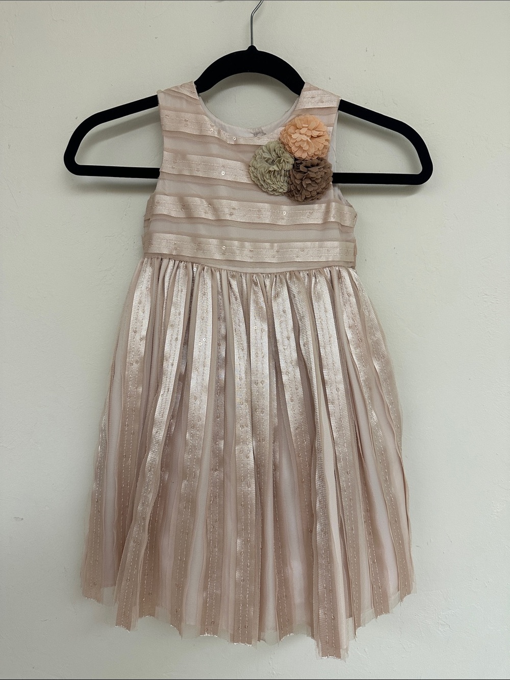 Pippa & Julie Dusty Blush Striped Floral Accent Party Dress